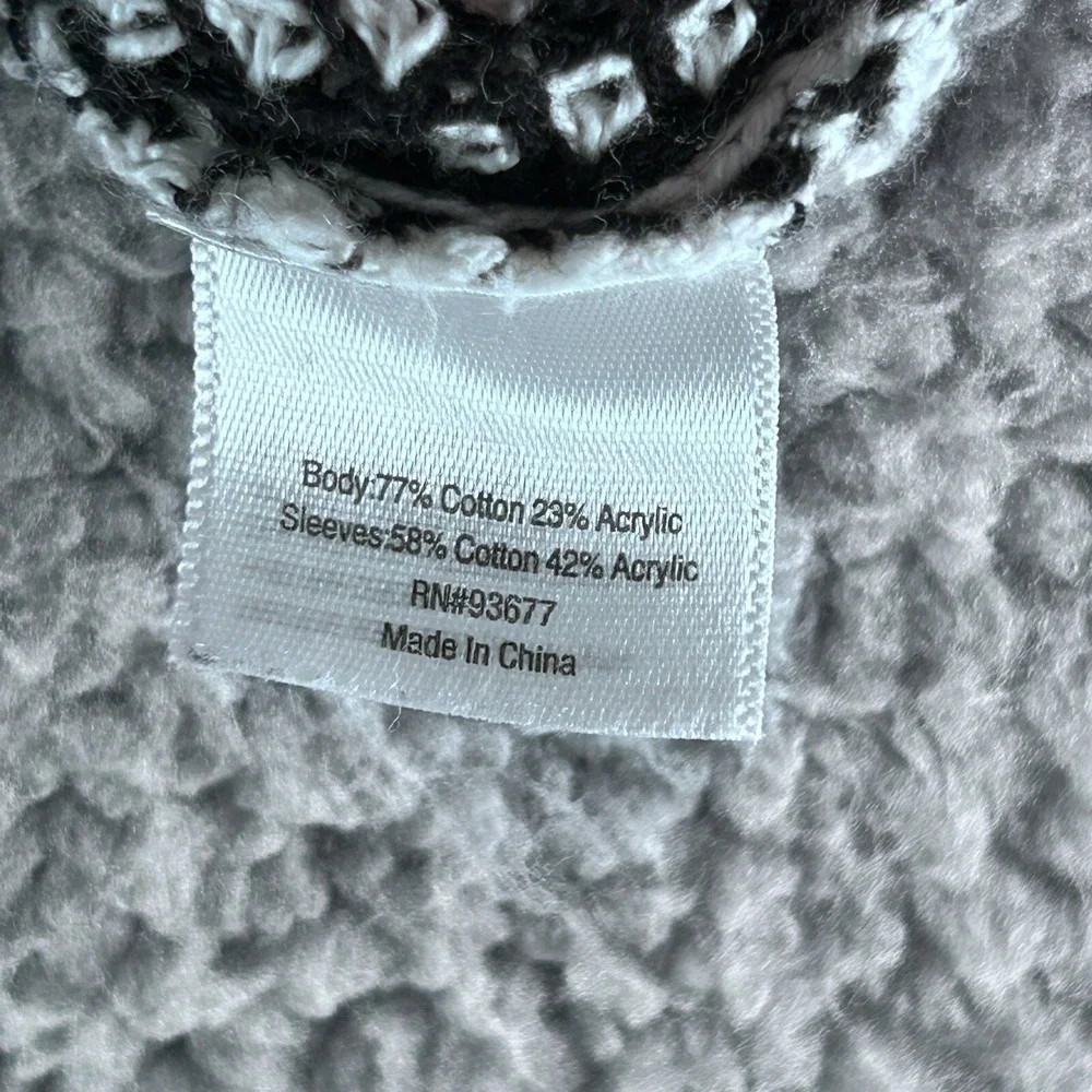 A.N.A Sweater Women Large Black White‎ Long Sleeves A New Approach Blend Cotton